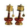 Novo Pingente Tibetano de Camada Dupla com Oito Símbolos Auspiciosos e Mantra de Seis Caracteres, Formato de Disco Redondo, Cor Bronze, Sem Base, Liso, Tamanho Pequeno