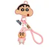 Chaveiro Autêntico Crayon Shin-Chan Série Flocked Pingente Boneco Pingente de Bolsa Pequeno Presente Criativo Pingente de Mochila
