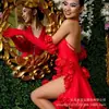 Guantes Rojos de Satén Navideños Largos 55CM Celebridad Fiesta Banquete Ballet Danza Latina Performance Foto Retro Femenino