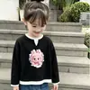 Camiseta Elegante de Manga Longa para Meninas, Novo Estilo Primavera/Outono, para Crianças Médias e Maiores, Malha Waffle Falsa Duas Peças Casual Versátil Gola Redonda Camada Base