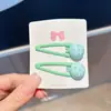Presilha de Cabelo Doce Meia-Lua Fofa Japonesa Estilo Macaron com Bolinhas Presilha BB Franja Lateral Acessório de Cabelo Doce