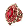 Anillo de Lujo Ligero de Gama Alta Estilo Aristocrático Bohemio Joyería Textura de Obsidiana Incrustado de Circonita de Cristal Rodeado de Diamantes Pequeños