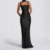 2025 Cor Nova Transfronteiriça Simples High-End Slim Sexy Alça Pura Sem Mangas Suspensório Cintura Vestido Costas Nuas Europeu