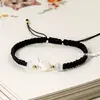Pulseira de Gato Coelho com Concha Olho de Gato Casal Fofa Corda de Mão Trançada Feita à Mão Simples Estilo Ins Pulseira de Melhor Amigo