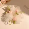 Goma para el pelo de malla con lunares estilo tulipán casual para mujer, goma para moño estilo coreano, cuerda para el pelo supergrande y suave