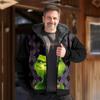 2023 Transfronterizo Nuevo Monstruo Verde de Piel Halloween Estampado Grinqi Ropa de Invierno Gruesa para Hombre con Capucha y Cremallera Ropa de Algodón Terciopelo