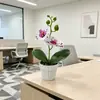 Uma orquídea phalaenopsis grande e uma pequena, planta em vaso com flor artificial, textura de filme impressa em 3D, planta verde de flor artificial, pequeno bonsai simulado