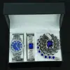 Collar Pulsera Reloj Set Colgante Rectangular de Piedra Preciosa Corazón de Océano Retro Regalo de Alta Gama para Hombres