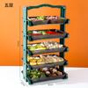 Estante para alimentos, olla caliente, restaurante, plato de comida, estante de almacenamiento comercial de múltiples capas, estante para barbacoa, cocina, estante para verduras de madera maciza