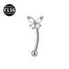 Liga de Titânio F136 Haste 1.2X10 Zircônia Brinco de Osso da Orelha Parafuso Bola Brincos Joia para Piercing de Sobrancelha
