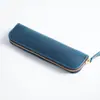 Estuche de Lápices con Cremallera de Piel de Vaca Transfronterizo Simple para Hombre Funda Protectora para Bolígrafo Mini Compacto Portátil Bolsa de Papelería Almacenamiento para Estudiante Mujer
