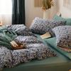 Estilo Ins Desenho Animado Algodão Tricotado Algodão Conjunto de Quatro Peças 100% Algodão Macio Ceroso Roupa de Cama para Dormir Nu Conjunto de Quatro Peças Capa de Edredom Lençol de Cama