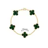Pulsera de Calcedonia Morada Natural de Cinco Flores [Versión Alta Dorada V Chapado Grueso en Oro] Pulsera de Trébol de Cuatro Hojas de 18 Quilates para Mujer, Artesanía Exquisita