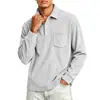 Camisa de veludo cotelê de cor sólida listrada com lapela para homens, de trabalho pesado, europeia e americana, com botões, casual, esportiva, roupas masculinas retrô, camiseta