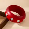 Pulsera de madera con flor de turquesa transfronteriza europea y americana para mujer, pulsera versátil de moda genial con un toque de alta gama, joyería de declaración simple y elegante