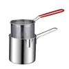 Sartén de Acero Inoxidable Sartén Pequeña para el Hogar Sartén para Freír Tiras con Colador Estufa de Inducción Sartén de Provincia Pollo Frito Papas Fritas