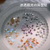 Mini Zapatos Planos Blancos de Suela Especial Forma de Diamante Cálido Elfo Mismo Estilo Celebridad de Internet Super Brillantes Hada Aurora Corazón Uñas Arte Joyería