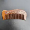 Pente de Madeira Natural Pintado com Sândalo Dourado para Uso Doméstico Portátil Anti-Estático Cor Impressa Sândalo Pente para Cabelo Longo Masculino e Feminino