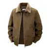 [Control de Precios 188] Chaqueta de Algodón para Hombre con Borrego, Chaqueta de Invierno Forrada de Borrego, Corte Holgado, Tallas Grandes, Para Personas de Mediana Edad, Cálida, Informal