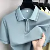 Camisa Polo Piqué de Tencel Lyocell, Manga Corta, Cuello Rayado de Color Contrastante, Cinta en el Hombro, Top Casual Transpirable para Hombre