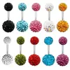 Directo de fábrica multicolor pedrería alta calidad estrella Shambhala bola piercing ombligo joya anillo ombligo 5+8
