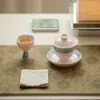 Colección de Juego de Té de Alto Valor Estético, Estilo Dinastía Tang y Song, Esmalte Rosa Albaricoque, Jardín de Flores Silvestres Pintado a Mano, Juego de Té Kung Fu, Tetera, Gaiwan, Tazas de Té