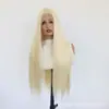 Atacado do fabricante peruca com front lace 13x4, fibra importada de alta temperatura, cabelo longo liso loiro claro, peça de cabeça realista e respirável