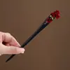 Nuevo Estilo Chino Elegante Tassel de Lirio del Valle Pasador de Pelo Estilo Antiguo Dinastía Han Pasador para Cheongsam Pasador de Madera Imitación Ébano Elegante Adorno para el Cabello para Mujeres