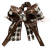 Tela de franela de otoño e invierno a cuadros grandes, scrunchie grande, diadema de cinta larga con lazo de diamantes, cuerda para coleta alta enérgica