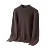 Inverno Novo Masculino Jovem Casual Camisa de Tricô Gola Alta Meia Cor Sólida Simples Camisa Base Bonita Tendência