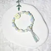 Pulsera de Cerámica Jingdezhen Nueva Pulsera de Cerámica Estilo Chino Joyería Hecha a Mano Cuerda Estilo Tíbet Puesto de Pulseras Jingdezhen