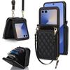 Samsung Z Flip8 Pequeño Estilo Chanel Cruzado Plegable Portatarjetas Grande Funda para Teléfono Adecuado para Huawei/Oppo/Moto Funda de Cuero