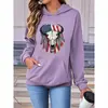 Moletom com Capuz para Mulheres para Comércio Exterior Transfronteiriço com Estampa de Cabeça de Touro e Bandeira Americana Pulôver Solto Amazon Uma Peça Atacado