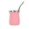 Mini garrafa térmica de aço inoxidável transfronteiriça, caneca de cerveja em couro sintético, copo de café a vácuo de camada dupla com colher, copo de água