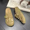 Outono 2026 Nova Faixa de Cabeça Botão Laço Retrô Birken Feminina Solado Grosso Antiderrapante Chinelos Slip-on Preguiçosos