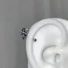 Brinco Stud de Osso com Orelha de Gato Rosa Cheio de Diamantes, Brincos Doces e Descolados Estilo Menina Picante Incrustados com Diamantes, Stud Pequeno e Requintado para Cartilagem