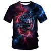 Camiseta Gola Careca Manga Curta Estampa Digital 3D Caveira Colorida e Corvo Bestseller Outono 2025 Amazon