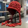 Gorro de Lana Trenzado de Doble Capa con Diseño Floral para Mujer, Nuevo Versátil Cálido de Punto con Protección para los Oídos para Adultos Otoño/Invierno 2025