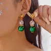 Enfeites de Natal Mais Vendidos Transfronteiriços Europeus e Americanos, Brincos Criativos de Boneco de Neve Cravejados com Diamantes para Mulheres, Brincos de Floco de Neve com Pérolas para Árvore de Natal para Mulheres
