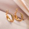 Brinco de Argola Geométrica Cruzada Aogu Venda Quente Transfronteiriça Personalidade Simples Feminino Nicho Vintage Banhado a Cobre Ouro Real Brincos Versáteis