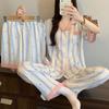 Pijama Corto con Estampado de Leopardo y Corazones para Mujer Verano Nuevo Algodón Nube Conjunto de Tres Piezas Ropa de Casa Disparo Real Venta al por Mayor