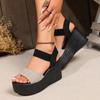 Sandálias de Verão Femininas para Uso ao Ar Livre, Novo Estilo da Moda Coreana, Design Tendência de Uma Tira, Sapatos Romanos de Solado Grosso, Atacado, Fornecimento Exclusivo Transfronteiriço