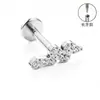Brincos de Liga de Titânio F136, Brincos Longos Finamente Esculpidos para Cartilagem Auricular, Piercings para Lábio com Zircônia, Joias para Piercing Corporal de Titânio G23