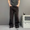Calça casual reta de veludo cotelê retrô marrom, nova coleção outono/inverno, design estiloso e minimalista, calça longa de perna larga