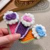 Corea del Sur Dongdaemun nuevo tejido a mano lana Flor pasador lindo niña flequillo clip lateral tocado accesorios para el cabello