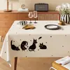 Estilo Ins Tela de Mantel de Gato Negro de Dibujos Animados Mantel Rectangular Impermeable Nuevo Hogar Mesa de Café Mantel Estilo Crema