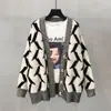 Nueva colección de otoño e invierno: Suéter de punto, cárdigan, prenda exterior, de corte holgado, con bloques de color, de un solo botón, manga larga, en estilo preppy para mujer