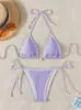 Bikini sexy de dos piezas, traje de baño de punto de tres piezas para la playa, nuevo traje de baño multicolor transfronterizo europeo y americano, traje de baño de Amazon