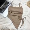 Camisola de verano con abertura irregular para mujer, diseño con cordones, banda interior con almohadilla en el pecho, prenda exterior atractiva y dulce.