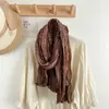 Bufanda Pequeña de Doble Capa con Bloques de Color Floral, Bufanda Larga Retro de Algodón y Lino Plegada Artística Otoño e Invierno, Chal de Moda Nuevo para Mujer